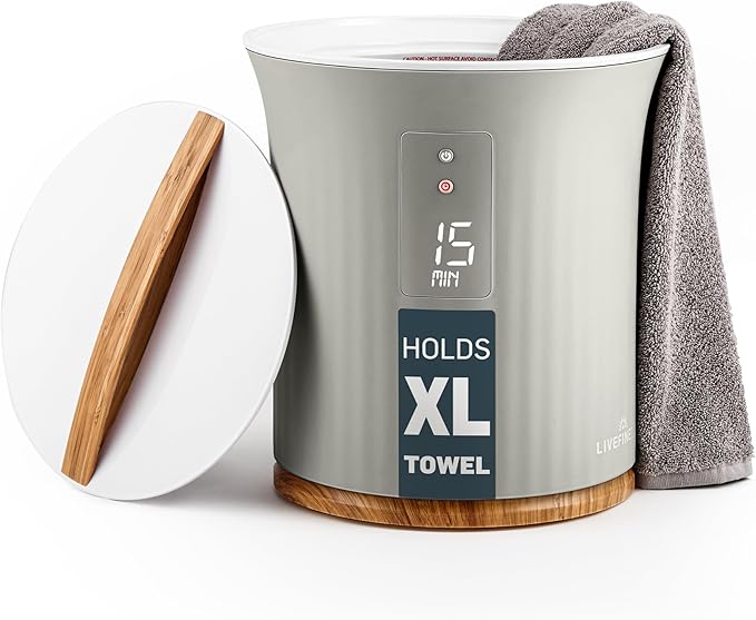 Live Fine Towel Warmer | Bucket Style Luxury Heater with LED Display, Adjustable Timer, Auto Shut-Off | Fits 40” x 70” Oversized Towel