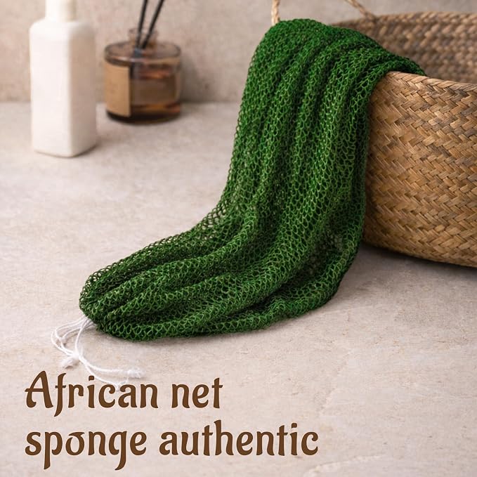 Yiclick African Net Sponge Authentic with Knots - Exfoliating Washcloth Towel, Back Scrubber for Shower Bath, Exfoliating Body Scrubber Exfoliator, African Rags Wash Cloth Loofah Lufa Sponge
