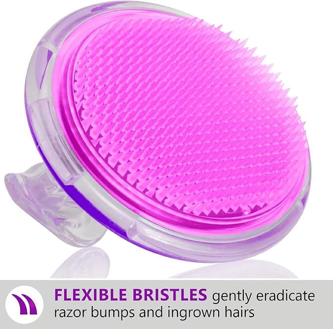 Dylonic 3pk Exfoliating Brush and Precision Tweezers for Ingrown Hair Treatment for Bikini Area, Razor Bumps Shaving Irritation - Silicone Scrubbers Gift Set, Body + Face Skin Exfoliator Brush