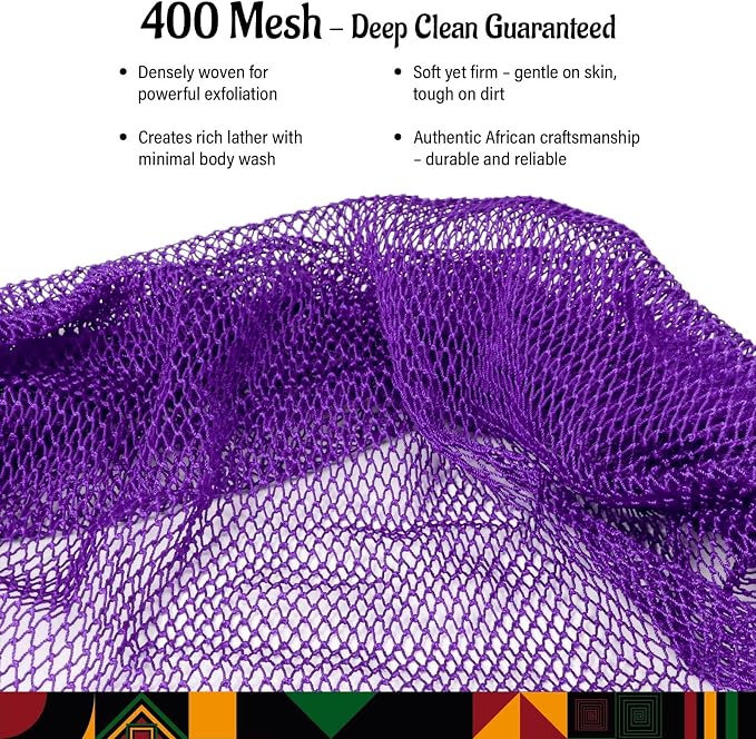 Yiclick African Net Sponge Authentic with Knots 2 Pack - Exfoliating Washcloth Towel, Back Scrubber for Shower Bath, Exfoliating Body Scrubber Exfoliator, African Rags Wash Cloth Loofah Lufa Sponge