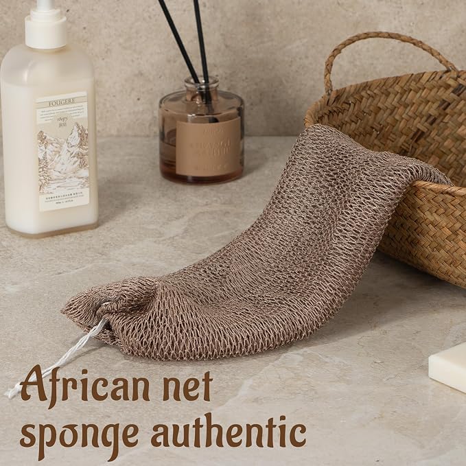 Yiclick African Net Sponge Authentic with Knots - Exfoliating Washcloth Towel, Back Scrubber for Shower Bath, Exfoliating Body Scrubber Exfoliator, African Rags Wash Cloth Loofah Lufa Sponge