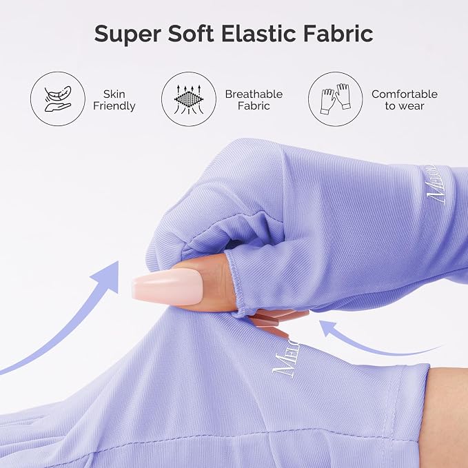 MelodySusie UPF50+ Fingerless UV Protection Gloves for Gel Manicures | Cool breathable fabric,professional UPF50+ UV protection,fingerless design ideal for salon & home gel manicure,Anti UV Light