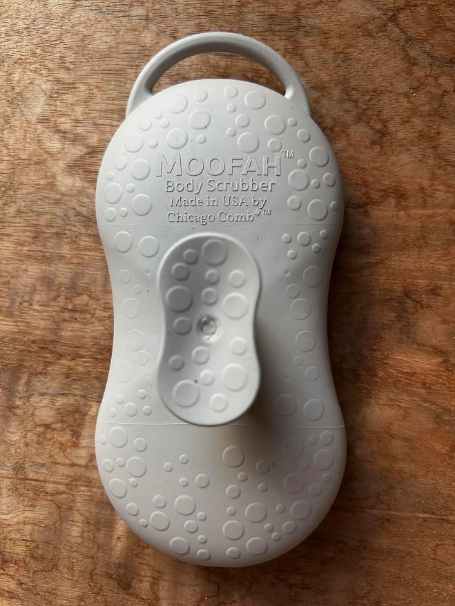MOOFAH™ Body Scrubber- Deep Cleansing, Gentle Exfoliation for Smoother Skin, Soft-Touch Bristles, Made in USA by Chicago Comb, Easy Rinse, Quick-Dry (Shadow Grey)