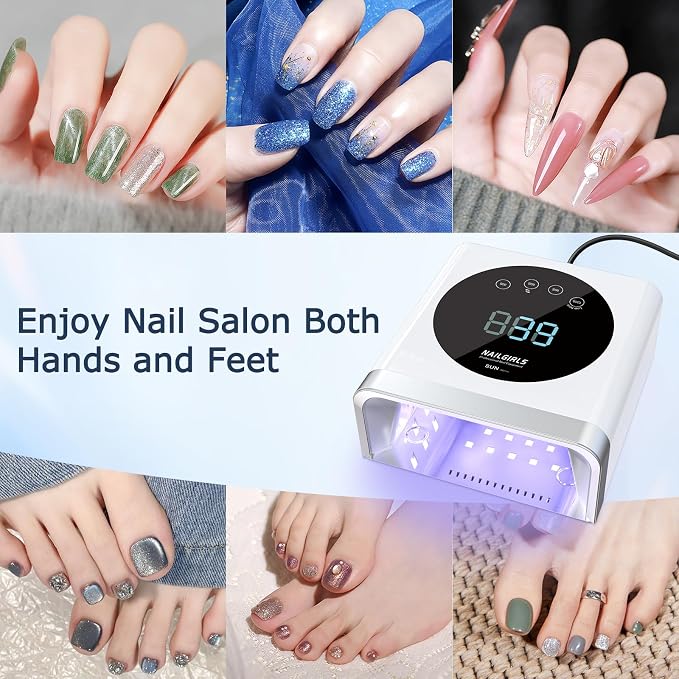 NAILGIRLS UV Nail Lamp,150W UV Light for Gel Nails, Touch Screen, 36 Beads Auto Sensor Fast Curing Gel Polish Light with LCD Display and 4 Timer Settings, Salon and Home Use