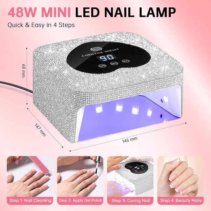 UV Light for Gel Nails, 48W Plug-in Mini UV Nail Lamp | Portable Nail Lamp Diamond Nail Dryer with Touch Control Auto Sensor and 3 Timer Settings Nail Light Curing Lamp, Home