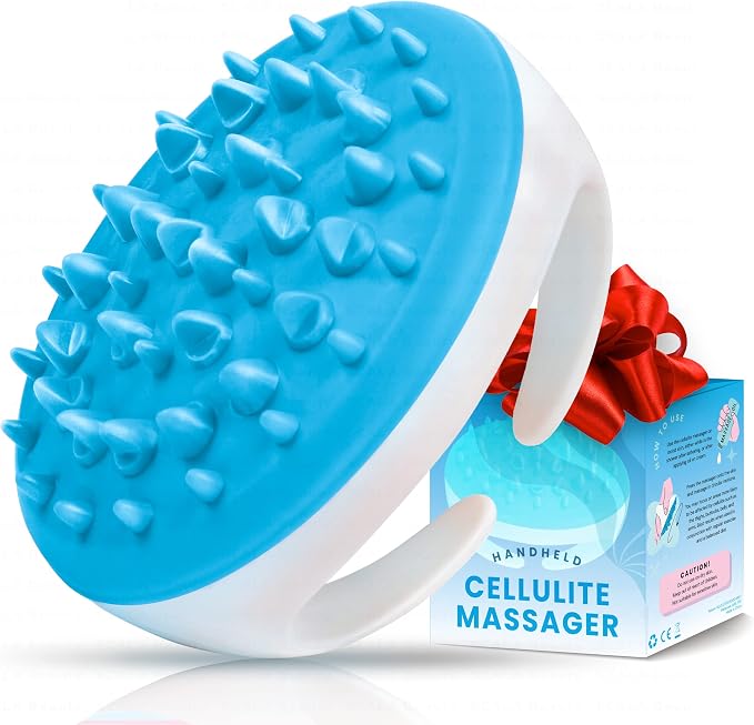 Scala Cellulite Massager Silicone, Bath Scrubber for Smoother Skin Aqua | Silicone nodules exfoliate, cellulite remover, body massager Tool, exfoliator, fat roller use with creams and Oils