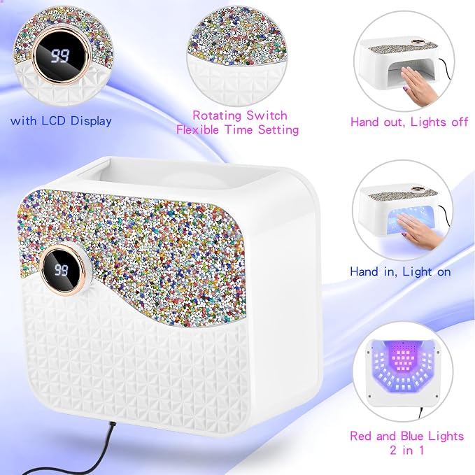 UV LED Nail Lamp, UV Light for Gel Nails with 45 Beads, Auto Sensor, Professional Nail Lamps for Gel Polish (White)