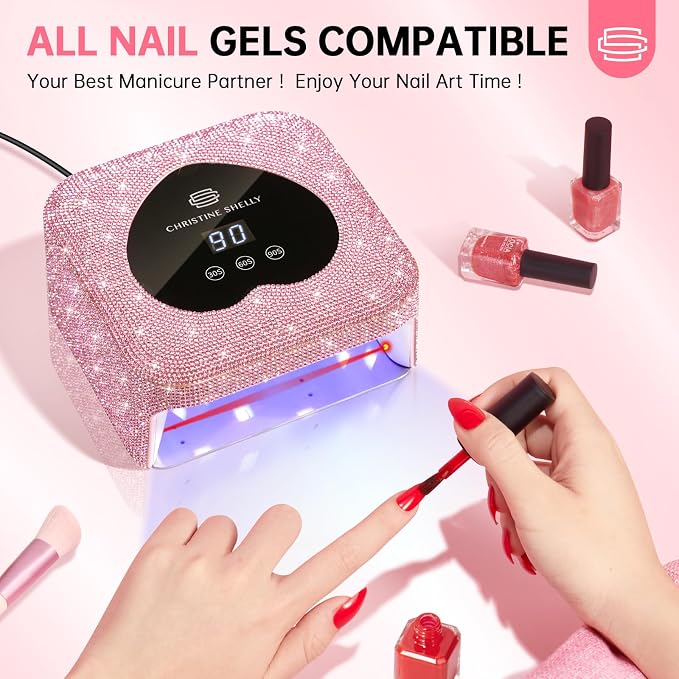 UV Light for Gel Nails, 48W Plug-in Mini UV Nail Lamp | Portable Nail Lamp Diamond Nail Dryer with Touch Control Auto Sensor and 3 Timer Settings Nail Light Curing Lamp, Home