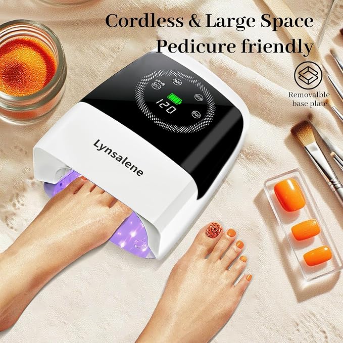132W UV LED Nail Lamp,Rechargeable UV Light for Gel Nails with 4 Timers | Profsssional LED Nail Lamp Nail Dryer with LCD Screen,Fast Curing for Salon & Home Use
