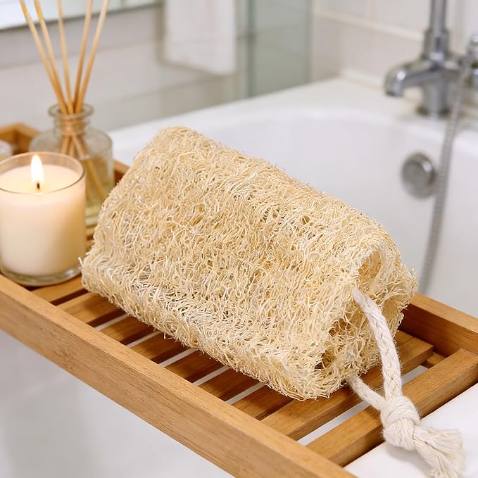 Natural Loofah Sponge Organic Loofa Set 6 Pack,Exfoliating Body Scrubber Shower Luffa Men and Women for Bath Cleaning Skin Back and Face Eco Tool
