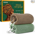 Yiclick African Net Sponge Authentic with Knots 2 Pack - Exfoliating Washcloth Towel, Back Scrubber for Shower Bath, Exfoliating Body Scrubber Exfoliator, African Rags Wash Cloth Loofah Lufa Sponge