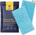 2 Pack Exfoliating Washcloth Towels - Exfoliating Body Scrubber Exfoliator, Back Scrubber for Use in Shower Bath, Japanese & Korean Scrub Wash Cloths, Loofah Lufa Sponge Washer for Women Men