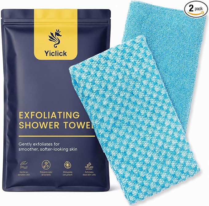 2 Pack Exfoliating Washcloth Towels - Exfoliating Body Scrubber Exfoliator, Back Scrubber for Use in Shower Bath, Japanese & Korean Scrub Wash Cloths, Loofah Lufa Sponge Washer for Women Men