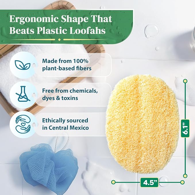 Natural Loofah Exfoliating Body Scrubber (8 Pack) - Organic Loofah for Body - Biodegradable Shower Luffa - Natural Bath Sponges Loufa - Estropajos para el Cuerpo