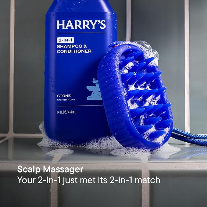 Harry's Scalp & Body Scrubber for Men - 2 Count - Flexible Exfoliating Shower Brush for Scalp Massage and Body Cleansing