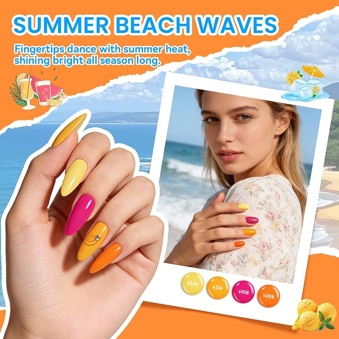 VANREESA 24 Pcs Gel Nail Polish Set - 20 Vibrant Shades Gel Nail Polish | 1 Base Coat & 3pcs Glossy/Matte/Gloden Top Coats, Red Orange Green Brown Nude Gel Polish, Gel Nail Kit Gifts for Women