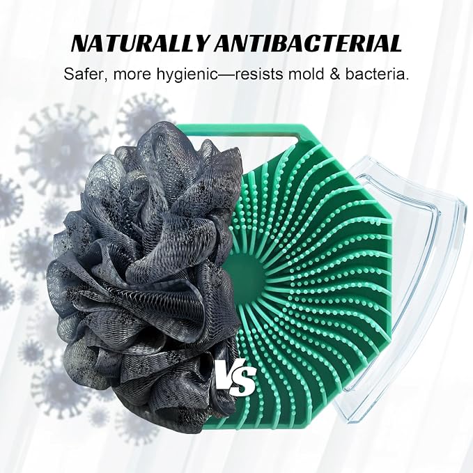 Silicone Body Scrubber Loofah Silicone Scrubber for Nourishing Non-Slip Handheld Cleansing Brush Mens Body Scrubber for Women Long-Lasting & Easy to Clean（Green）