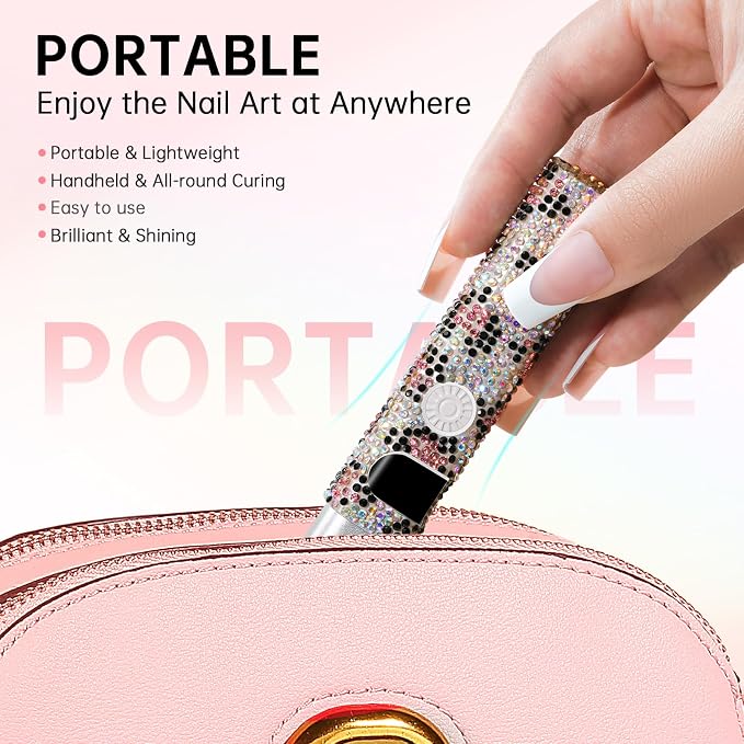 Handheld Cordless UV Nail Lamp with LCD Display | Mini UV LED Light for Gel Nails, Portable Flash Cure Lamp, Rechargeable USB Nail Dryer Fast Curing Salon & Home DIY