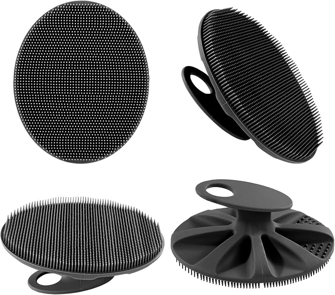 INNERNEED Silicone Body Cleansing Brush Exfoliating Scrubber, Black | Gentle Massage, Deep Clean, Hygienic Shower Scrub Brush Soft Bristles for All Skin Types, Easy to Hold