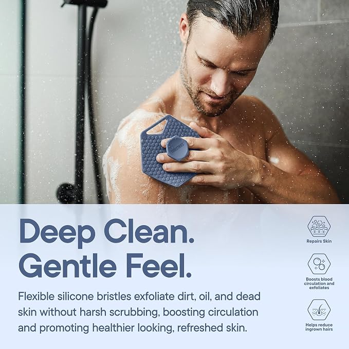 TOOLETRIES Silicone Body Scrubber 2.0, Loofah Alternative - Glacier | Gentle exfoliating shower scrubber that's quick drying, hygienic and longer lasting than traditional loofahs.