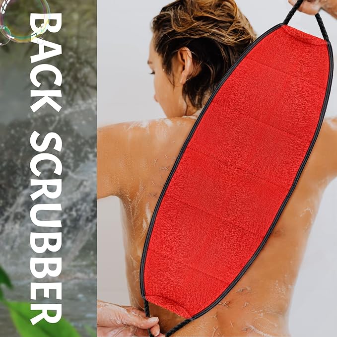Evridwear Exfoliating Body Scrubber with Handles, Back Washer for Shower | Rayon Material, Removes Dead Skin, No Harsh Soaps Needed, Dry and Rough Skin, Self-Tanning Prep(Moderate Exfoliation)