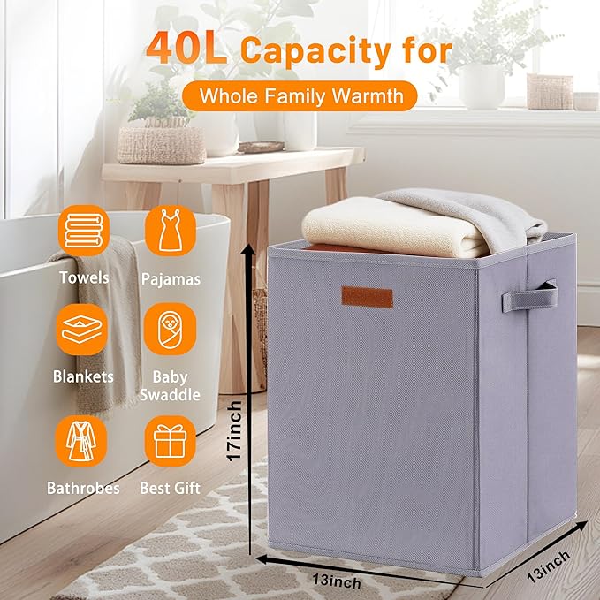 Foldable 40L Large Towel Warmer Bucket，360° Even Heating SPA Towel Warmers for Bathroom, Fast Heating with 4 Modes & 30/60/90 Min Presets & Auto Shut-Off, Gift Box
