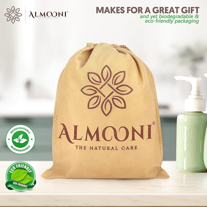 Almooni Natural Loofah Body Scrubber, Exfoliating Loofah Sponge, 2 Pack | Natural Egyptian Loofah Sponge, Loofah Pad Body Scrubber, Bow Tie Shape, Face & Body, Men & Women, Hanging Loop