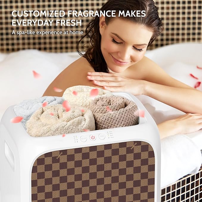 Keenray Towel Warmer Bucket, Luxury Rectangle Towel Warmer for Bathroom with Timer & Delay, Customized Fragrance, Child Lock, Fits 2 Large Towels, Blankets, Bathrobes, Ideal Gift for Him & Her