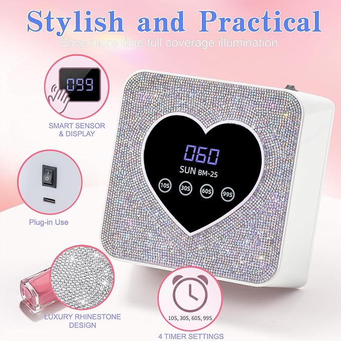 UV LED Nail Lamp,Nail Curing Lamps for Gel Polish with Automatic Sensor/4 Timer Setting,Led Nail Dryer, Professional Nail Art Drying Tools for Fingernail and Toenail