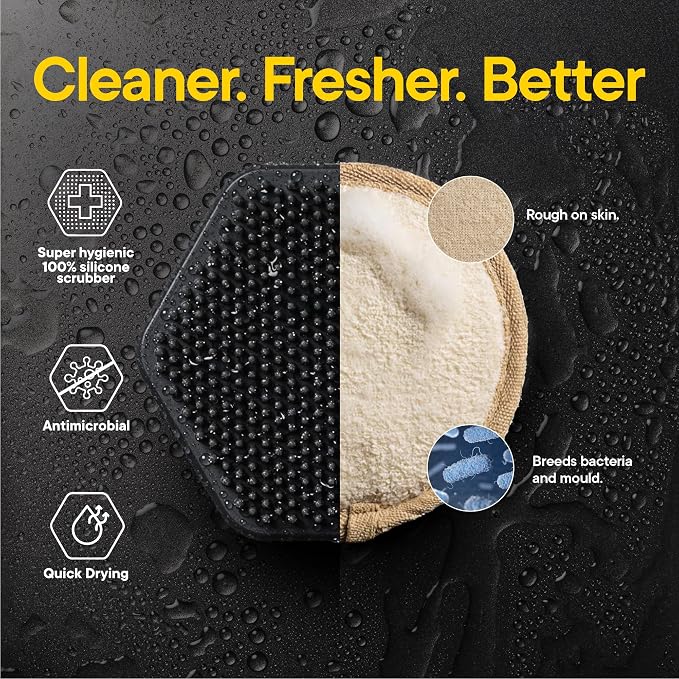 TOOLETRIES Silicone Face Scrubber, Facial Cleansing Brush - Charcoal | Gentle facial exfoliator for deep pore cleansing, dead skin removal and a soft, refreshing massage.