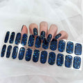 Semi Cured Gel Nail Strips, 22pcs UV Nails Polish Art Sticker, Nail Wraps with UV Light Required for Home Manicure DIY, Long Lasting, Easy Application & Removal, Salon Quality (Dark Sapphire 024)