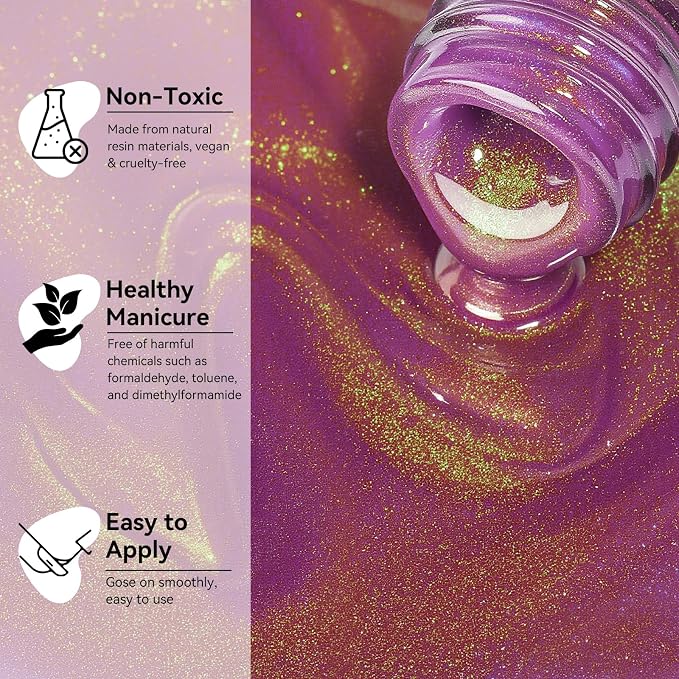 Makartt Cat Eye Gel Nail Polish - 10ml 3D Holographic Glitter Cateye Gel Polish with Magnet, Noble Purple, Long-Lasting UV/LED Soak Off for Salon & DIY - Lady Finger Grape