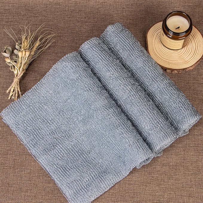 Yiclick Exfoliating Washcloth Towel, Japanese Exfoliating Wash Cloth, Korean Body Scrubber Exfoliator, Back Scrubber Washer for Shower Bath, Body Scrub African Net Sponge Loofah Luffa Colors