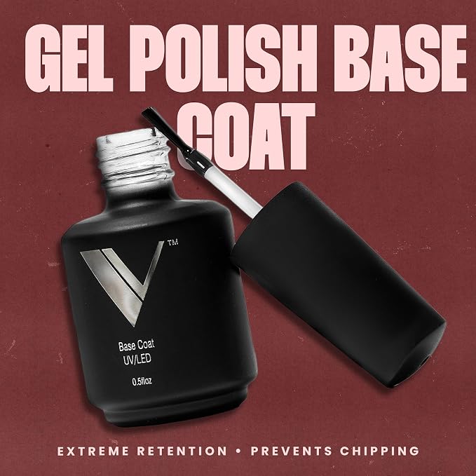 V Beauty Pure Gel Base Coat, Base Gel Polish For Any Nail Application, 15mL | Durable Nail Gel Base Coat for Strong Adhesion & Smooth Application, Works with Any Gel Nail Polish, Chip-Free, Long Lasting