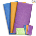 Exfoliating Washcloth Back Scrubber, 3 Pack, Orange Purple Navy | Japanese Beauty Washcloth, Back Scrubber for Daily Use, Textured Poly Nylon Body, Smoother-Looking Skin, Quick-Dry