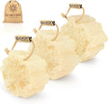 ALMOONI Mini Natural Loofah Sponge, Egyptian Shower Sponge, 3 Count | Real Natural Loofah Sponge, Shower Sponge for Body, Small Body Scrubber, Easy Grip, 3 Count