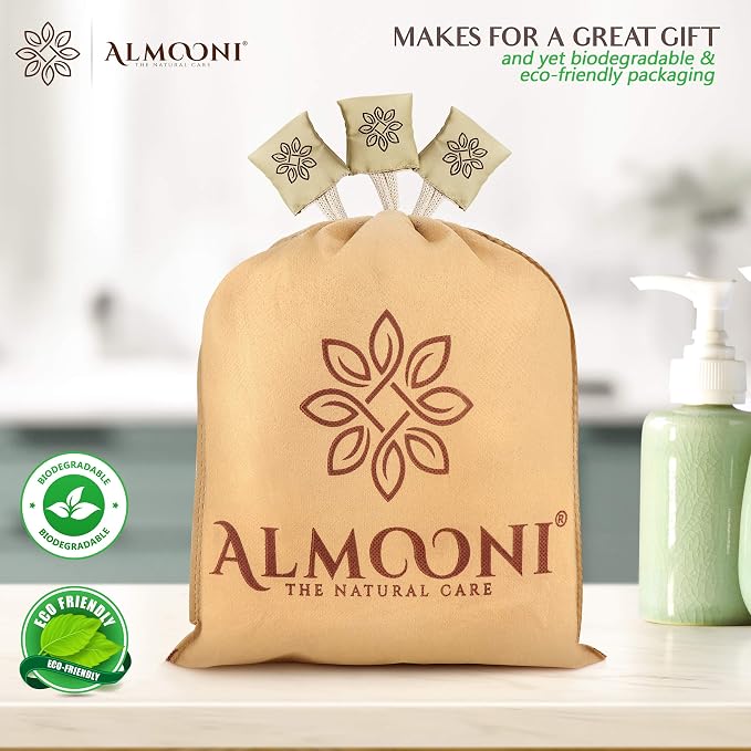 ALMOONI Natural Loofah Body Scrubber, Egyptian Loofah Sponge, 3 Count | Natural Egyptian Loofah Sponge, Round Shape Shower Sponge for Face & Body, Men & Women, Gentle Exfoliation, Large Size