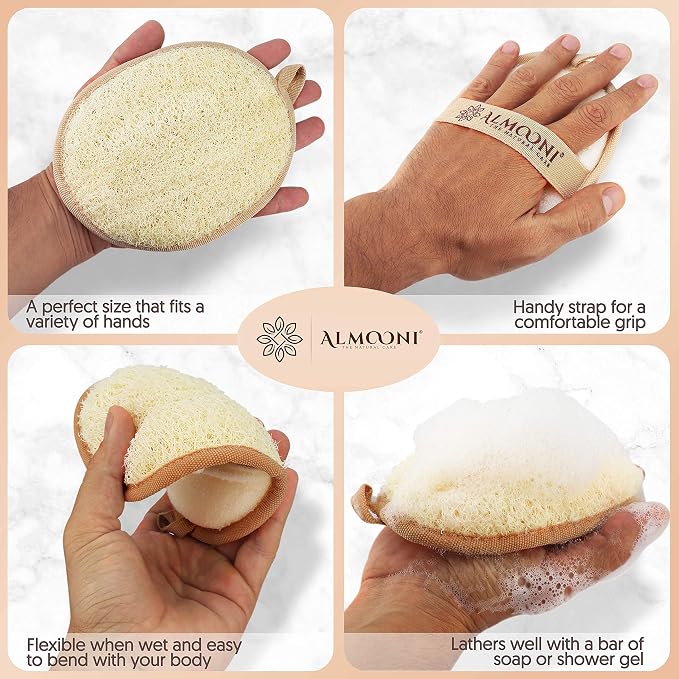 Premium Exfoliating Loofah Pad Body Scrubber and Back Loofah Scrubber, Made with Natural Egyptian Shower Loofah Sponge that Gets Your Body Clean