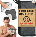 Double-Sided Exfoliating Washcloth, Body Scrubber for Shower, Hand Pocket | Rough & Soft Texture, Fast Drying, Deep Clean, Smooth Skin, Men or Women, 2 Count Pack, Bye Bye Loofah
