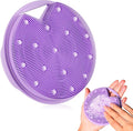 Silicone Body Scrubber -Anti Zinc Infused Exfoliating Body Scrubber | Anti Slip Silicone Loofah,Stiff & Soft Bristles for Cellulite Reduction,Blood Circulation- Purple