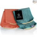 Back Scrubber Towel for Shower, 2 Pack, Rose Pink + Lake Blue | Nylon Bath Towel Washer, Exfoliating Washcloth, Japanese Stretchable Strap, Body Exfoliation