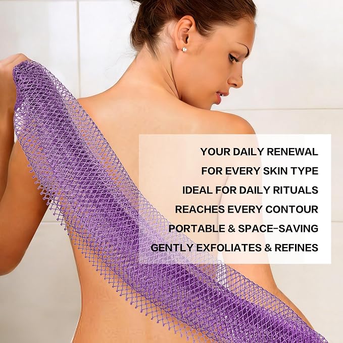 UJFQBH African Net Sponge Authentic 2-Pieces Exfoliating Body Scrubber for Shower & Bath, Deep Cleansing Lather for Dead Skin Removal, Back Scrubber for Women & Men (Pink 、Purple