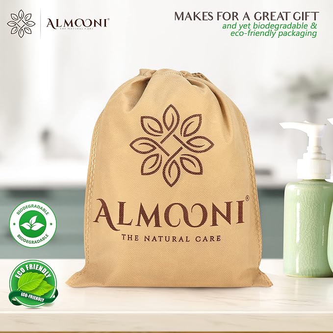 ALMOONI Mini Natural Loofah Sponge, Egyptian Shower Sponge, 3 Count | Real Natural Loofah Sponge, Shower Sponge for Body, Small Body Scrubber, Easy Grip, 3 Count