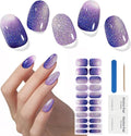 Semi Cured Gel Nail Strips, 22pcs UV Nails Polish Art Sticker, Nail Wraps with UV Light Required for Home Manicure DIY, Long Lasting, Easy Application & Removal, Salon Quality (Shine Purple 131)