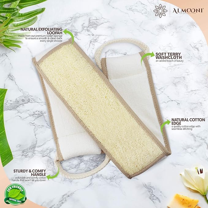 Premium Exfoliating Loofah Pad Body Scrubber and Back Loofah Scrubber, Made with Natural Egyptian Shower Loofah Sponge that Gets Your Body Clean
